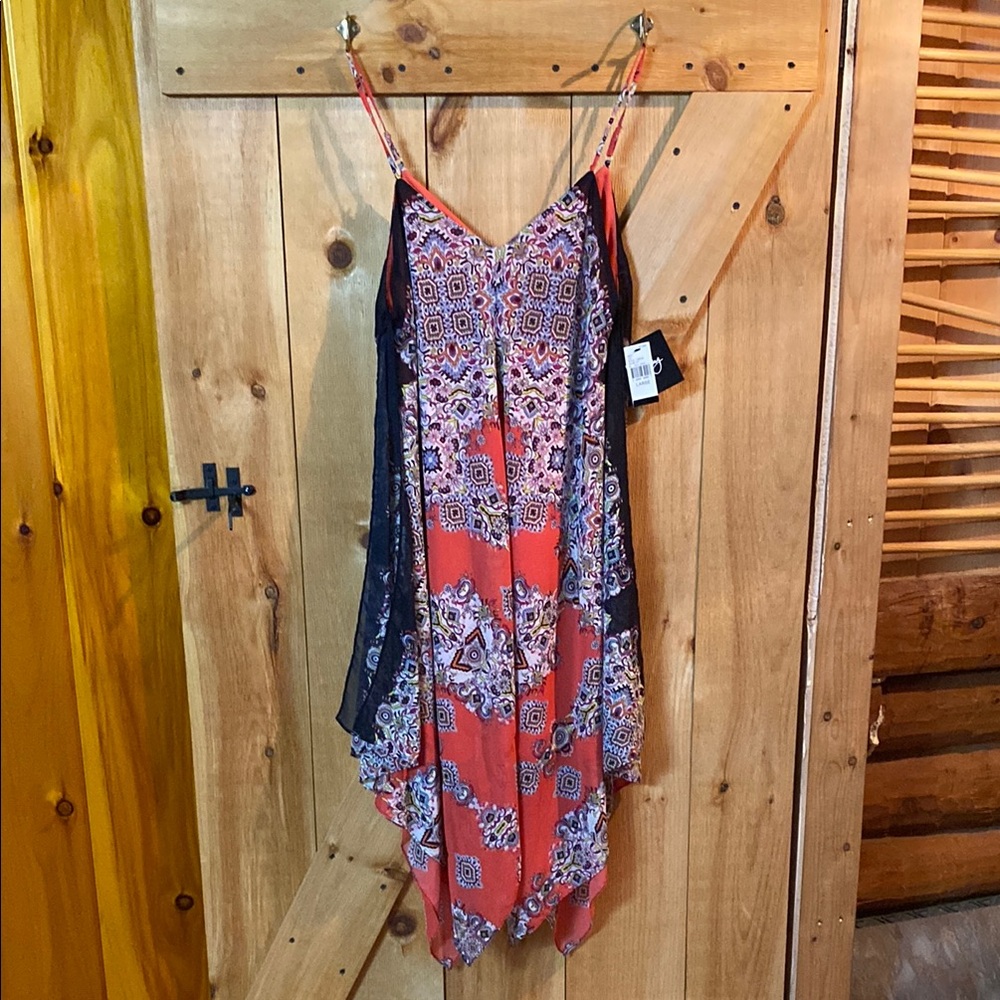 by & by Asymmetrical Dress in Red and Black